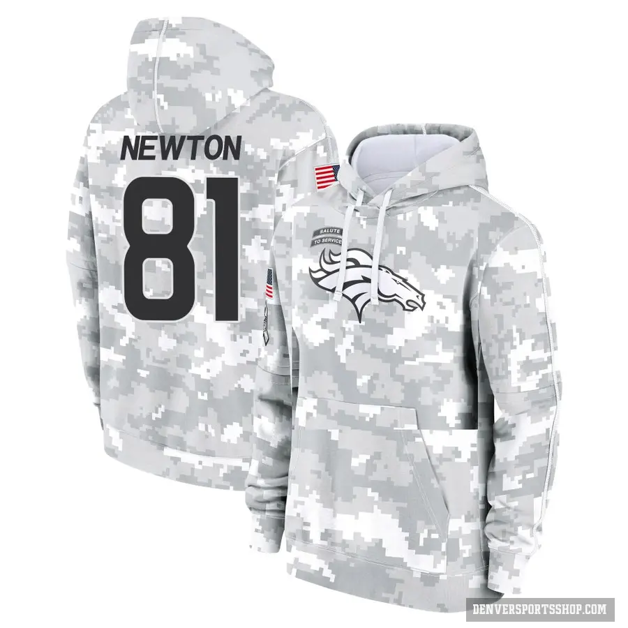 Youth ＃81 Jerjuan Newton Denver Broncos Arctic Camo 2024 Salute to Service Club Fleece Pullover Hoodie