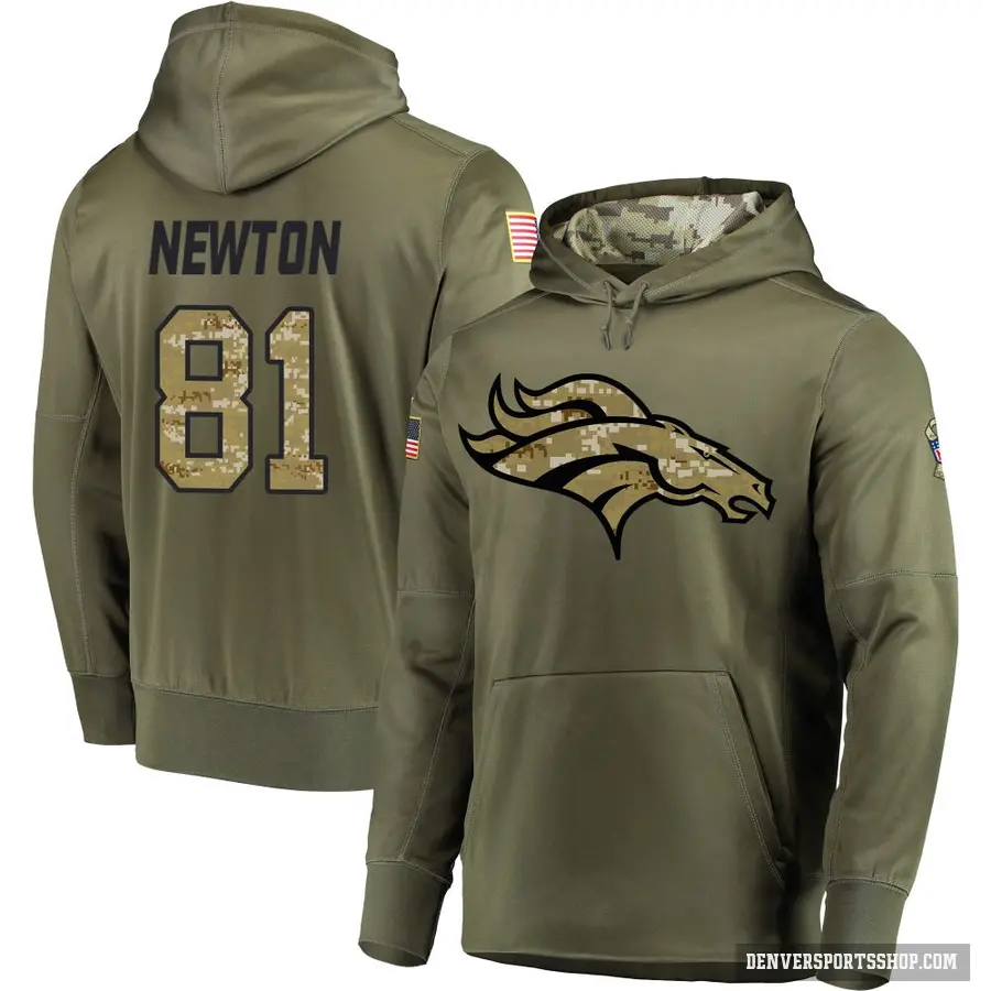 Youth ＃81 Jerjuan Newton Denver Broncos Olive Salute to Service Pullover Hoodie