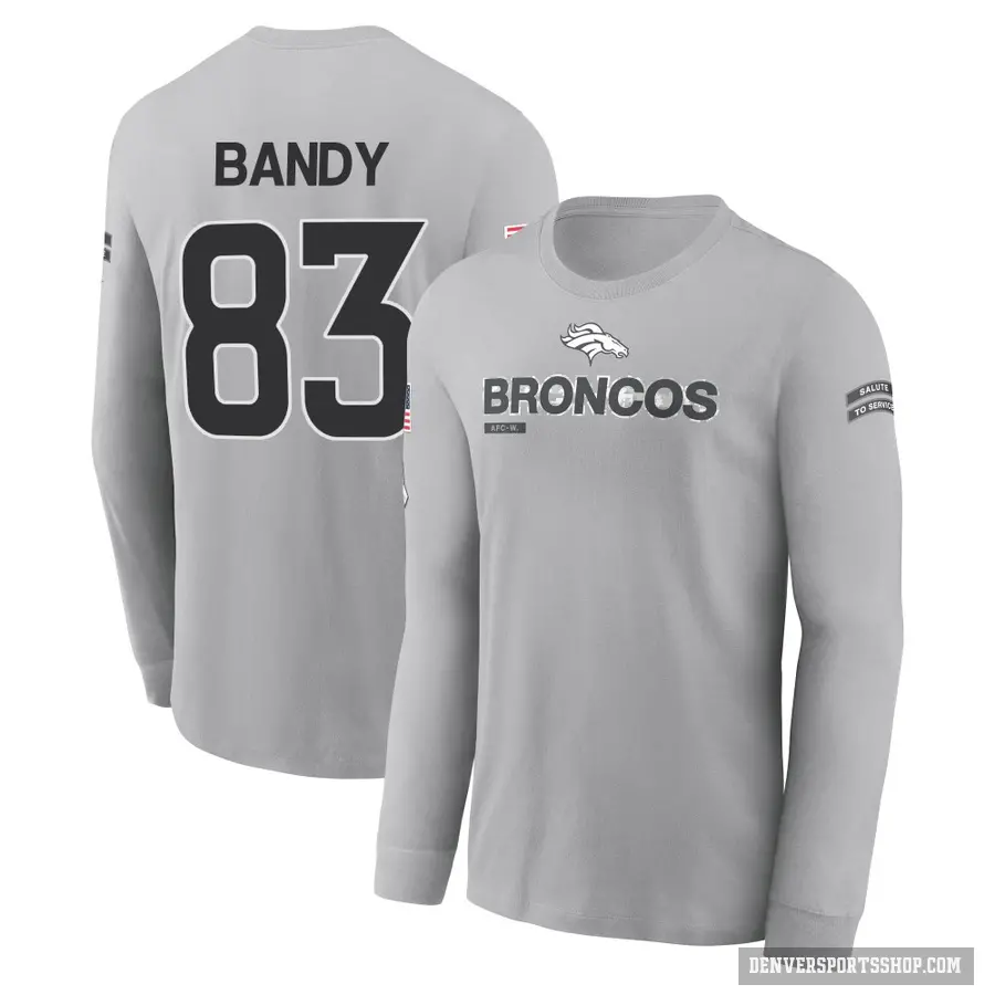 Youth ＃83 Michael Bandy Denver Broncos Gray 2024 Salute to Service Long Sleeve T-Shirt