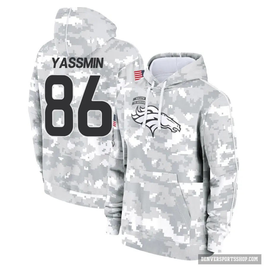 Youth ＃86 Thomas Yassmin Denver Broncos Arctic Camo 2024 Salute to Service Club Fleece Pullover Hoodie