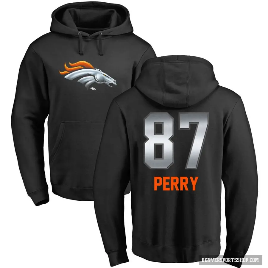 Youth ＃87 A.T. Perry Denver Broncos Black Midnight Mascot Pullover Hoodie