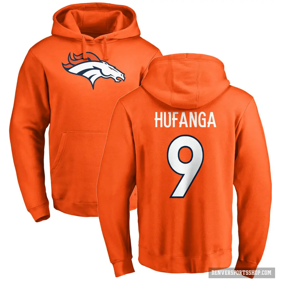 Youth ＃9 Talanoa Hufanga Denver Broncos Orange Pro Line Logo Pullover Hoodie